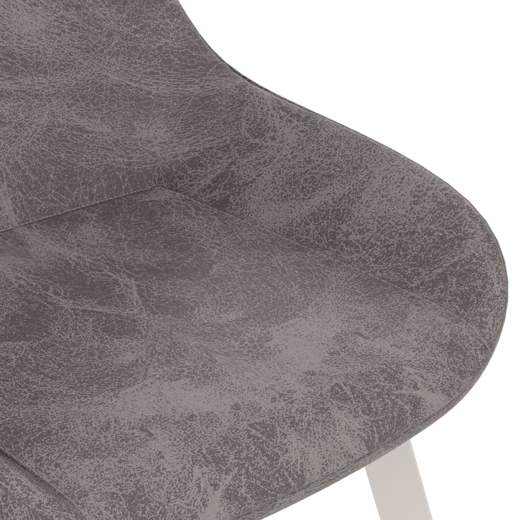 vidaXL Valgomojo kėdės, 2 vnt., pilkos spalvos, dirbtinė oda