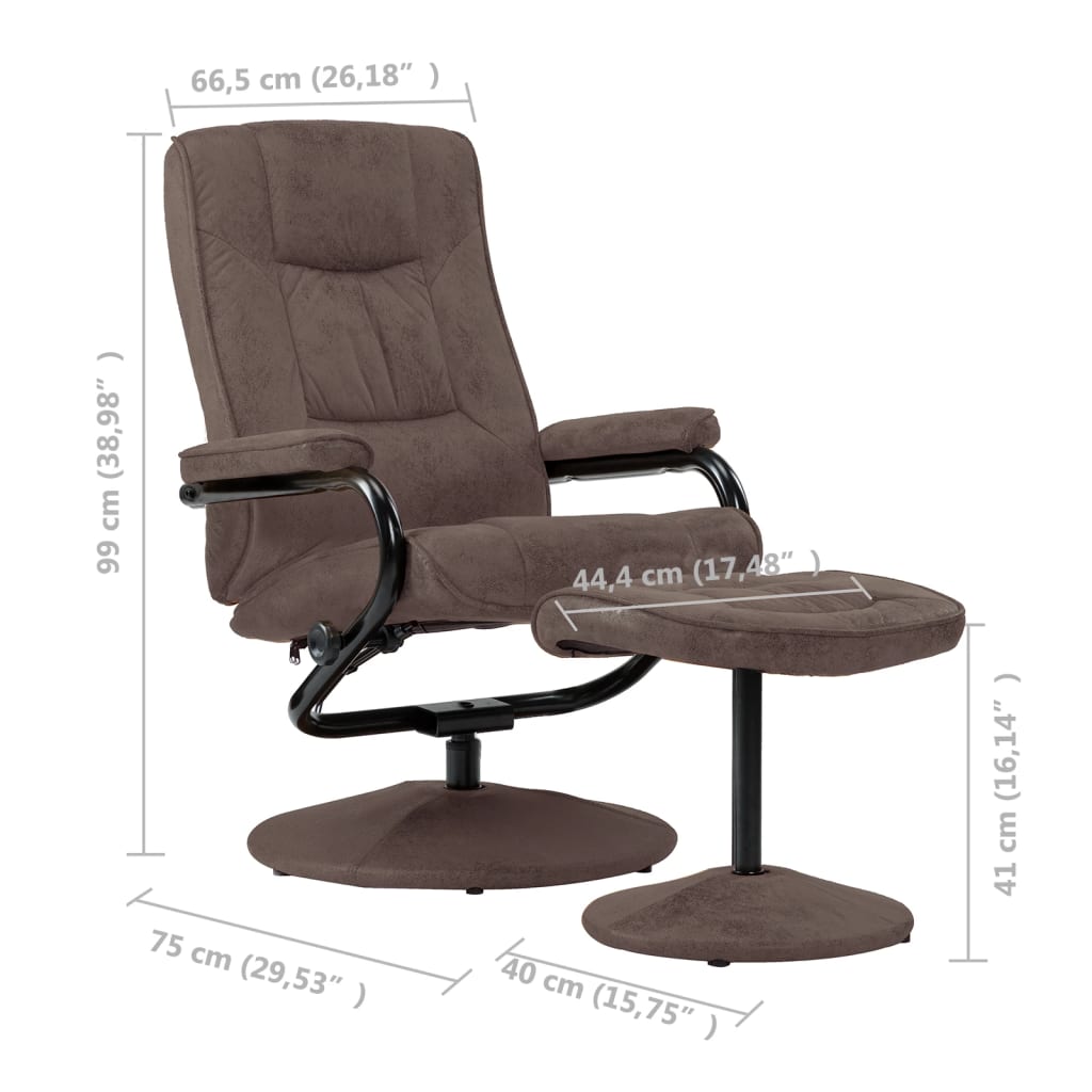 vidaXL TV krėslas su pakoja, rudas, dirbtinė versta oda