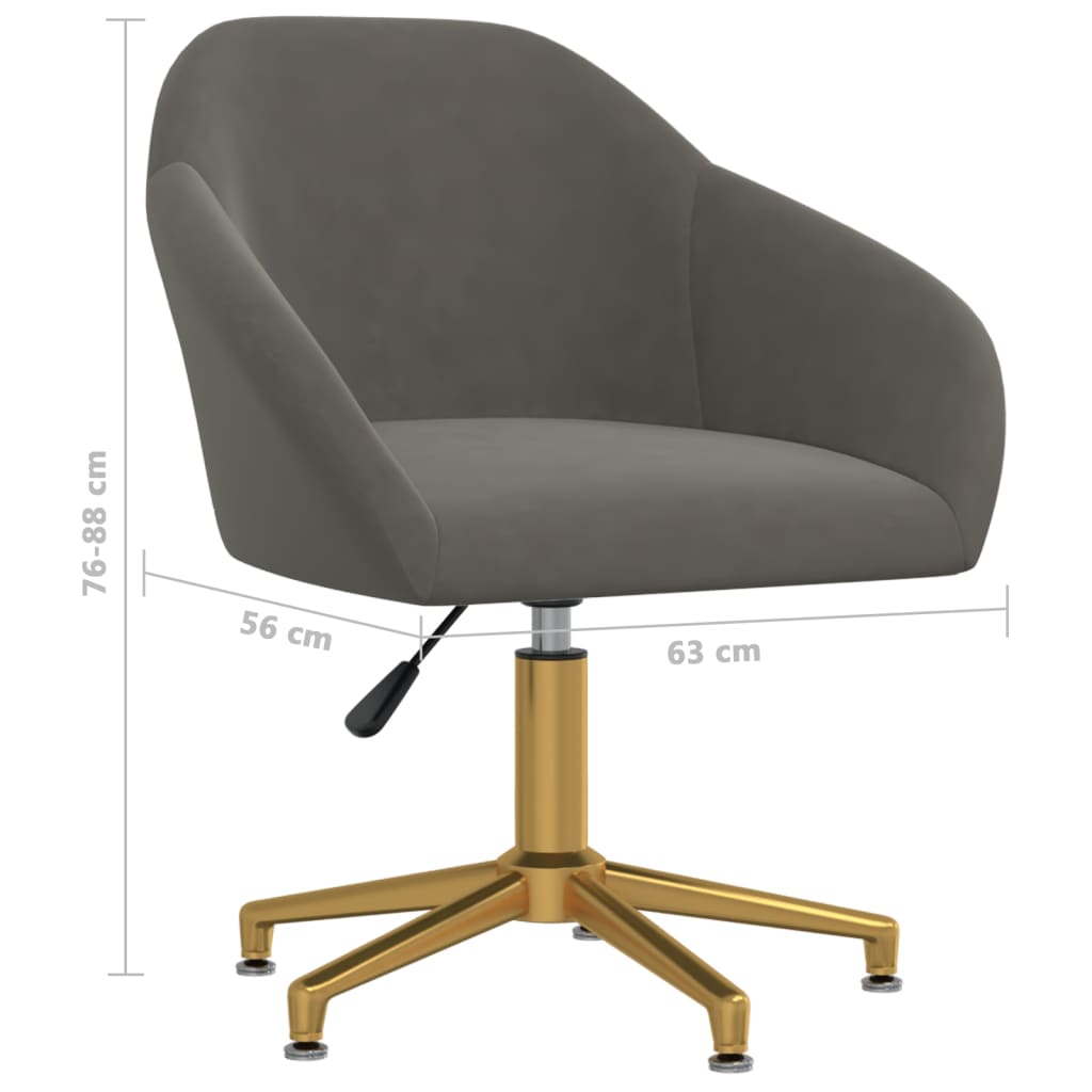 vidaXL Pasukama biuro kėdė, tamsiai pilkos spalvos, aksomas (330590)