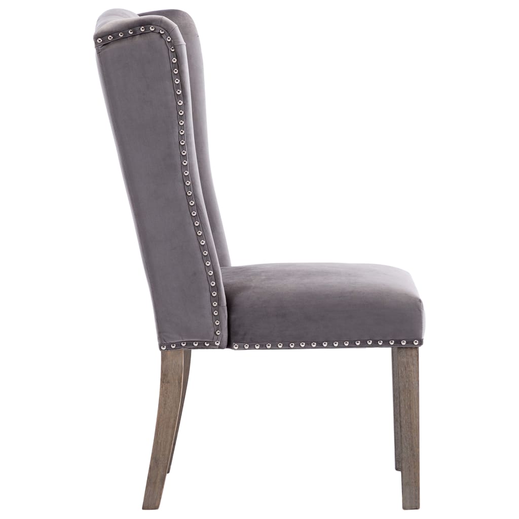VidaXL Valgomojo kėdės, 2vnt., pilkos spalvos, aksomas (2x287951)