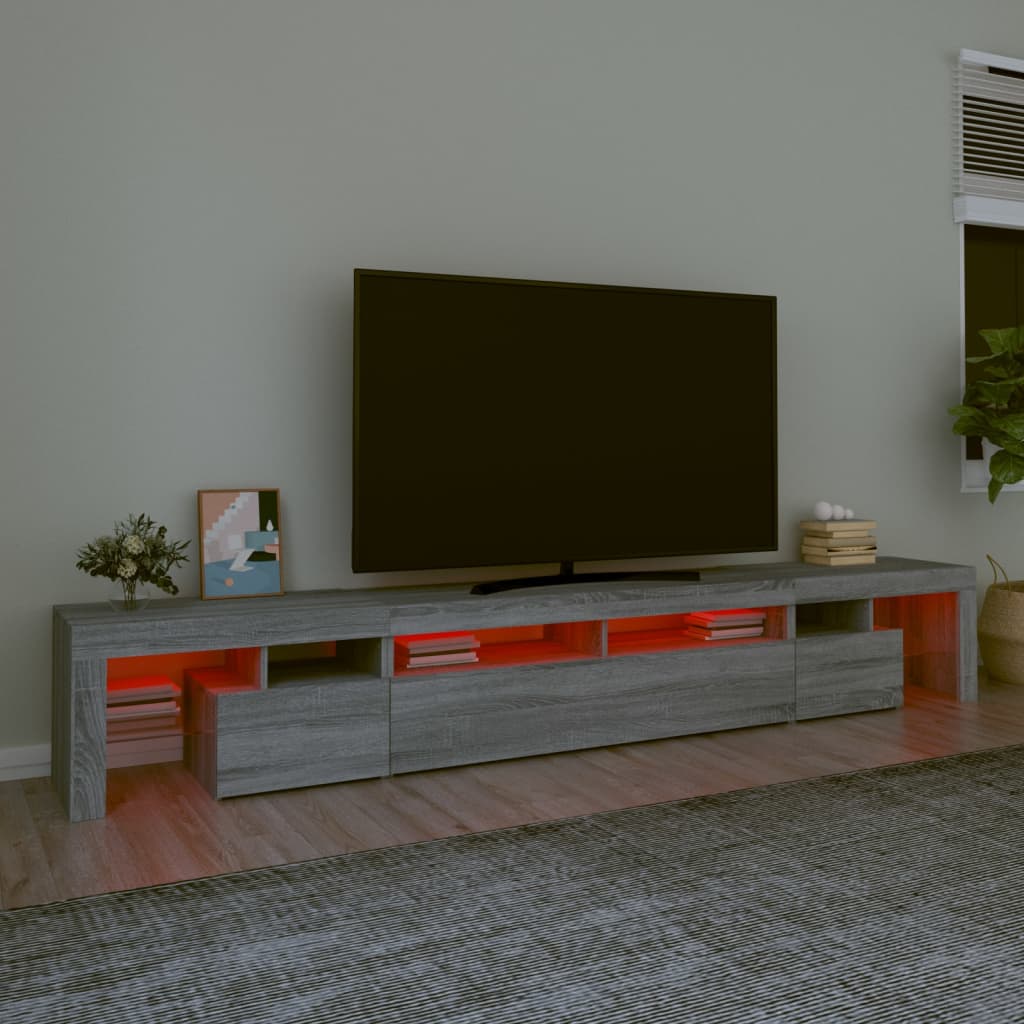 vidaXL Televizoriaus spintelė su LED, pilka ąžuolo, 260x36,5x40cm