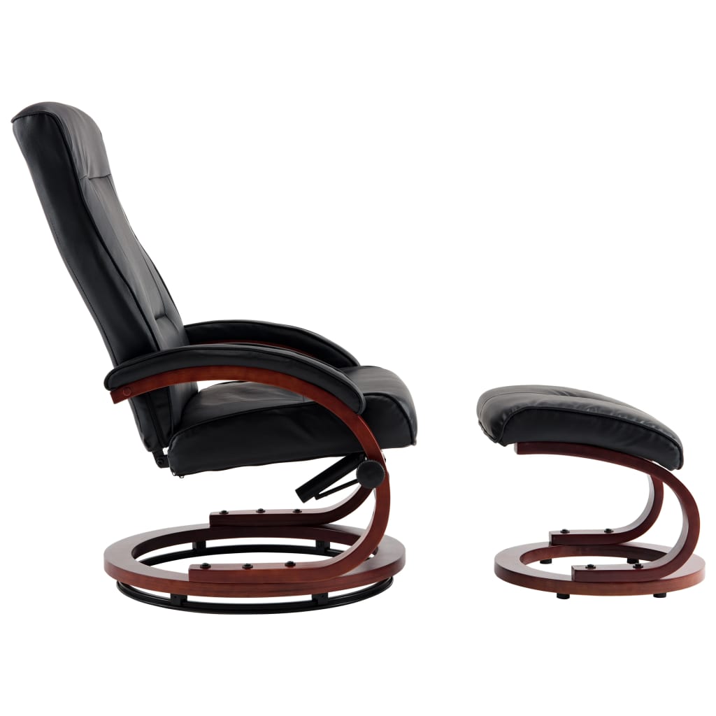 vidaXL Atlošiamas krėslas su pakoja, juodos spalvos, dirbtinė oda