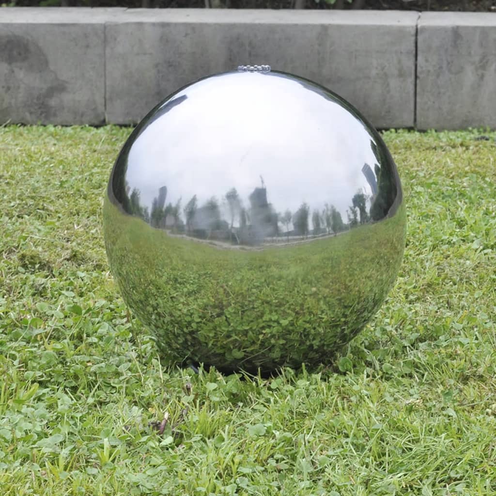 vidaXL Baseino fontanas-sfera su LED, nerūd. plienas, 20 cm
