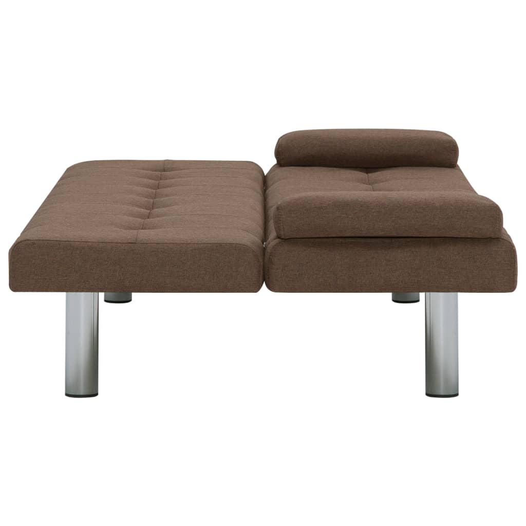 vidaXL Sofa-lova su dviem pagalvėm, rudos spalvos, poliesteris