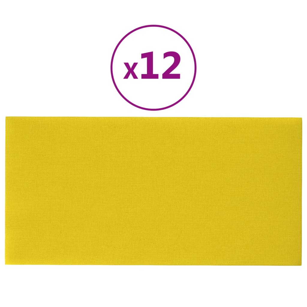 vidaXL Sienų plokštės, 12vnt., šviesiai geltonos, 60x30 cm 2,16 m²