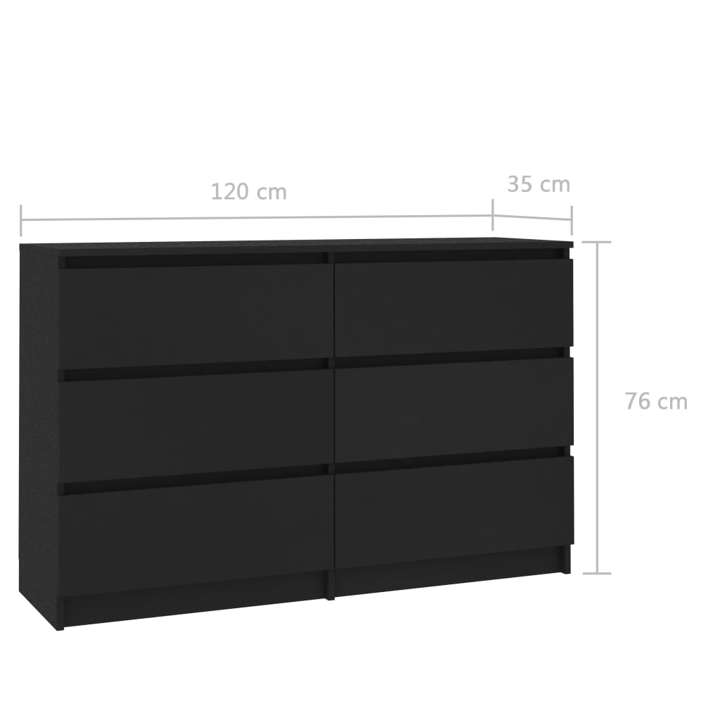 vidaXL Šoninė spintelė, juodos sp., 120x35x76 cm, MDP