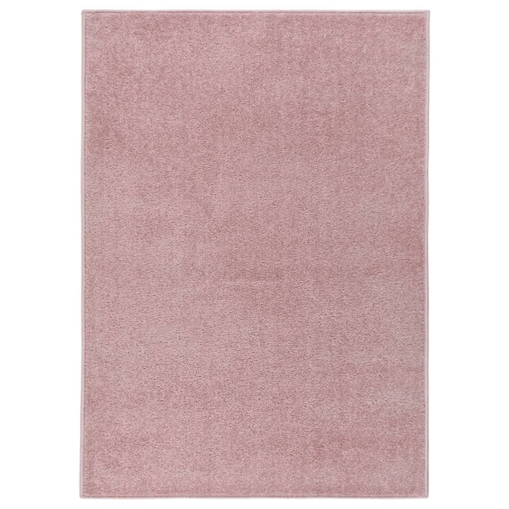 vidaXL Kilimėlis, rožinės spalvos, 120x170cm, trumpi šereliai