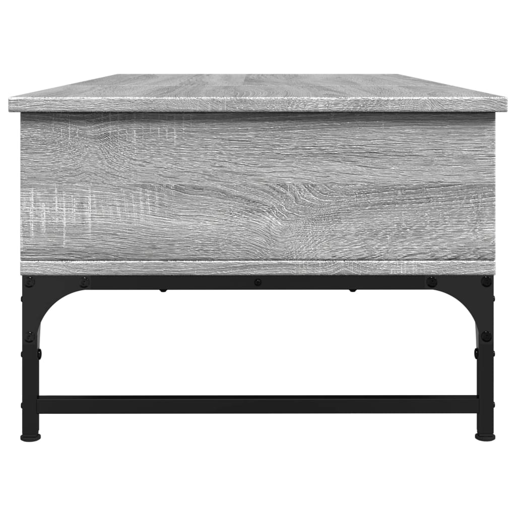 vidaXL Kavos staliukas, pilkas ąžuolo, 100x50x35cm, mediena ir metalas