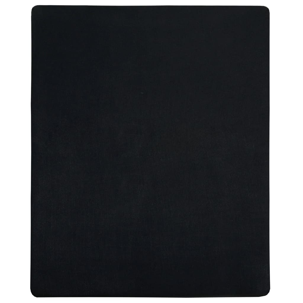 vidaXL Trikotažinė paklodė su guma, juoda, 160x200cm, medvilnė