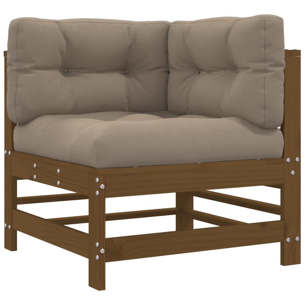 vidaXL Sodo komplektas su pagalvėlėmis, 10dalių, medaus rudas, mediena