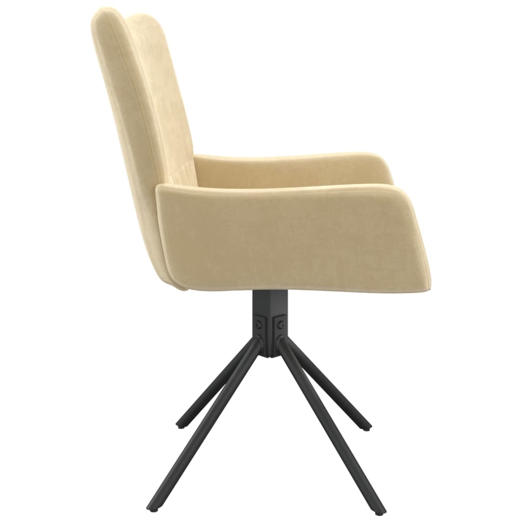 vidaXL Pasukamos valgomojo kėdės, 2vnt., kreminės spalvos, aksomas