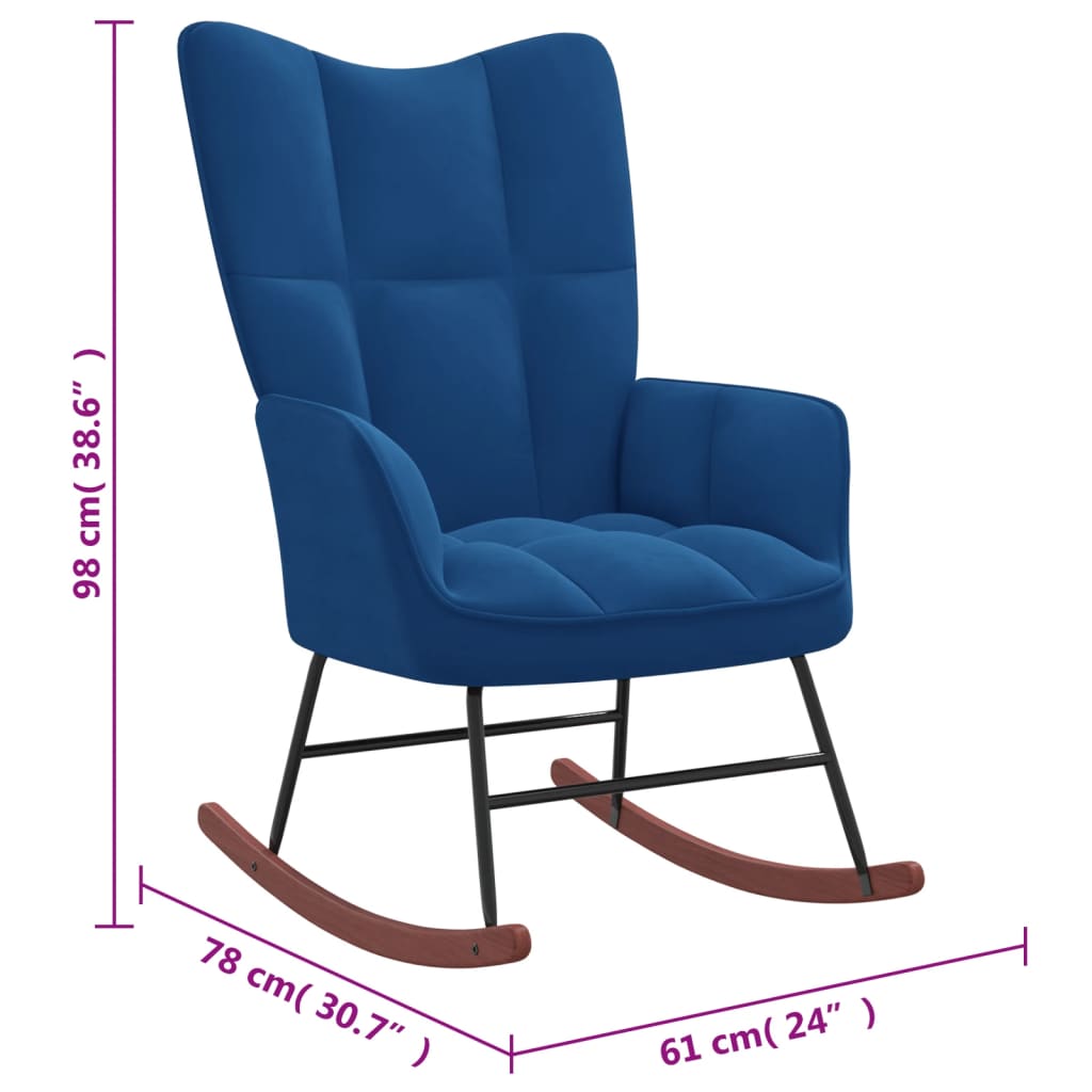 vidaXL Supama kėdė, mėlynos spalvos, aksomas