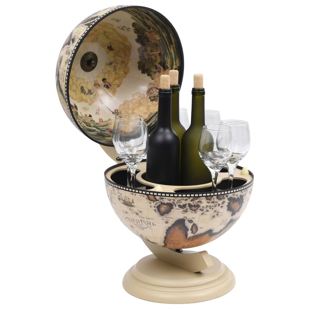 vidaXL Vyno butelių laikiklis, baltas, eukaliptas, gaublio formos