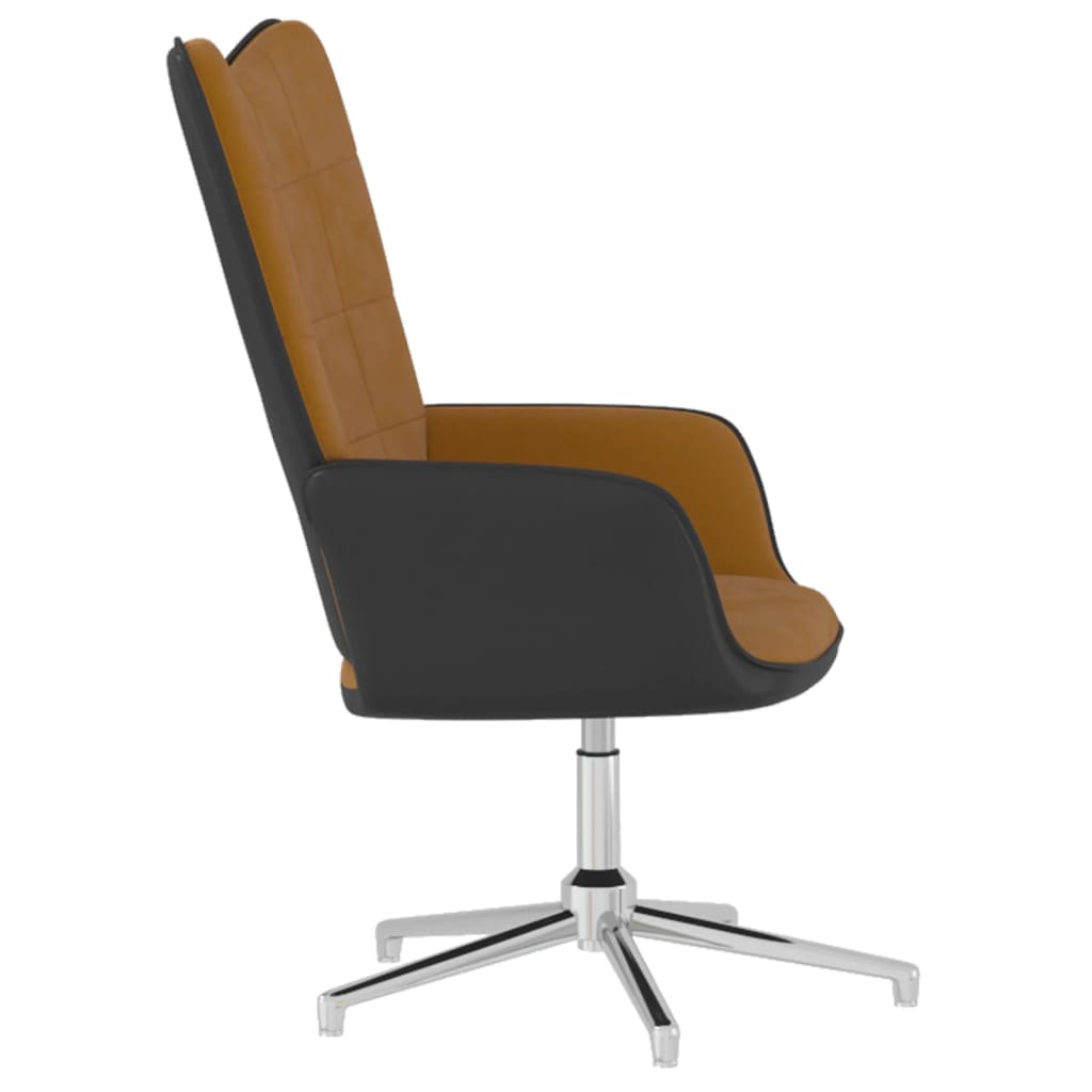 vidaXL Poilsio kėdė, rudos spalvos, aksomas ir PVC