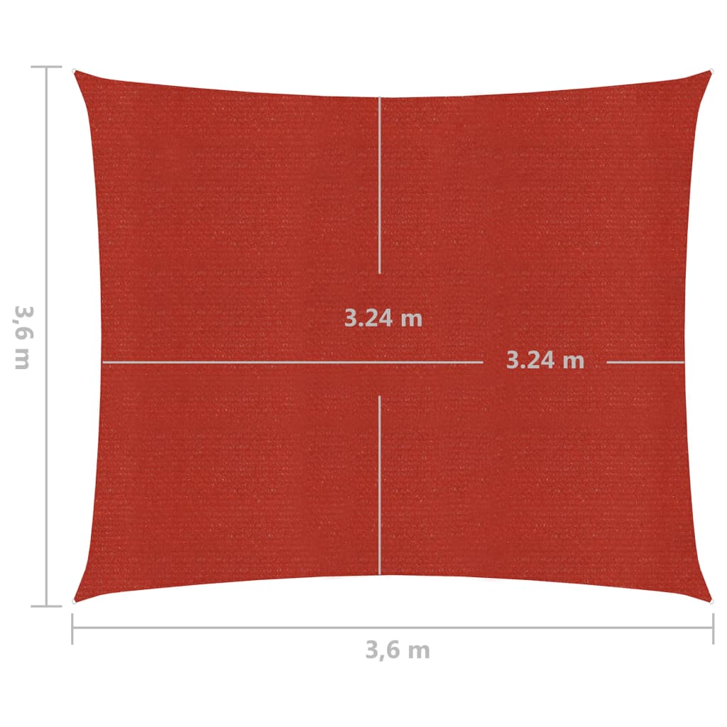 vidaXL Uždanga nuo saulės, raudonos spalvos, 3,6x3,6m, HDPE, 160g/m²