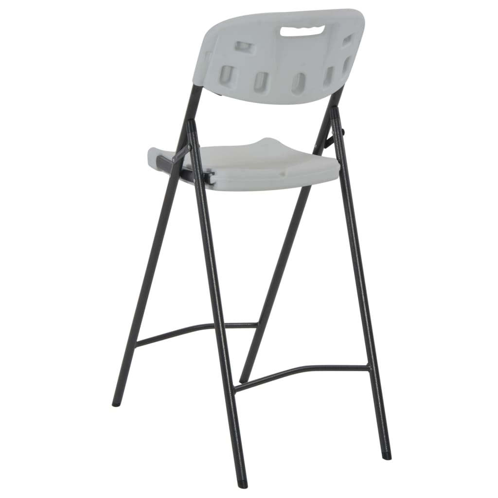 vidaXL Sulankstomos baro kėdės, 2 vnt., baltos, HDPE ir plienas