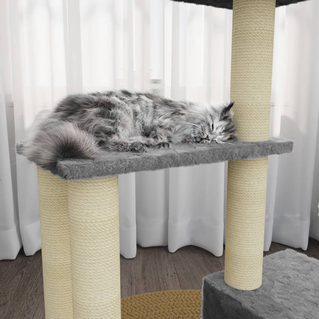 vidaXL Draskyklė katėms su stovais iš sizalio, šviesiai pilka, 71cm