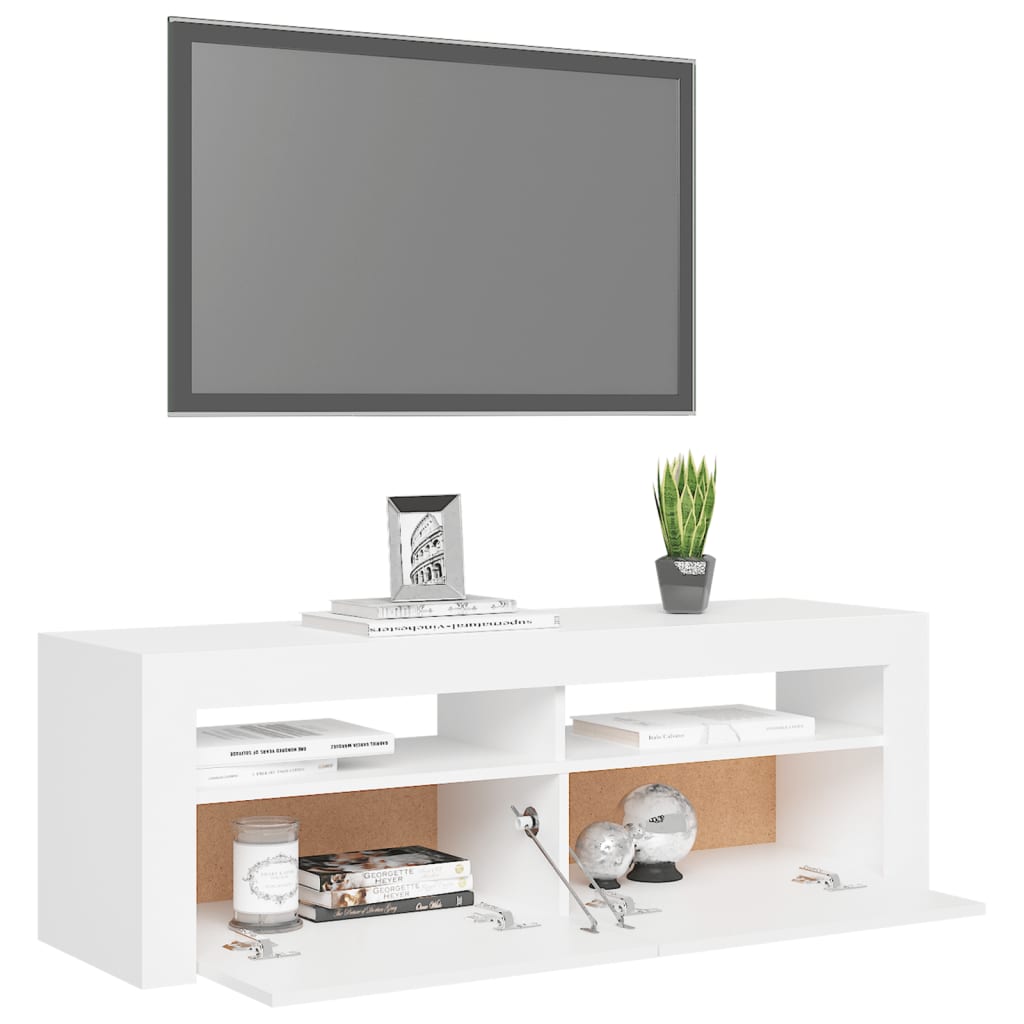 vidaXL Televizoriaus spintelė su LED apšvietimu, balta, 120x35x40cm