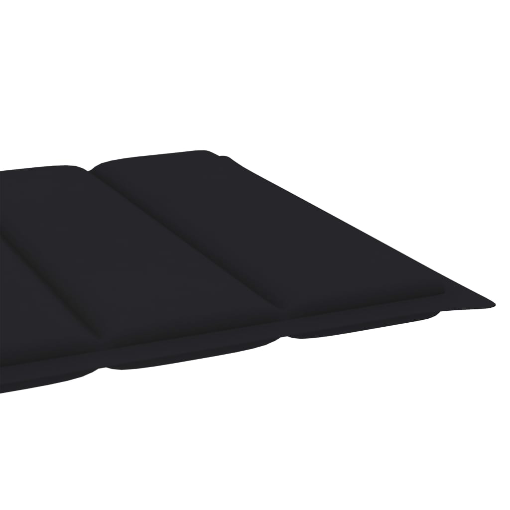 vidaXL Saulės gultas su juodu čiužiniu, tikmedžio medienos masyvas