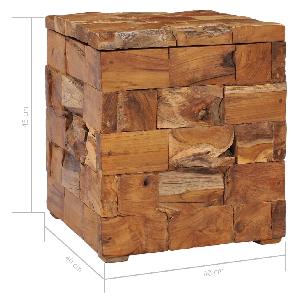 vidaXL Taburetė-daiktadėžė, tikmedžio medienos masyvas
