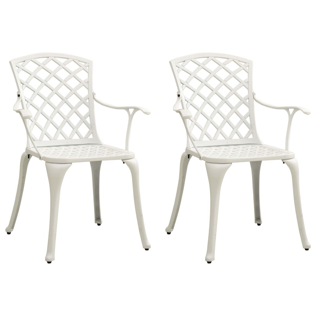vidaXL Sodo kėdės, 2vnt., baltos spalvos, lietas aliuminis
