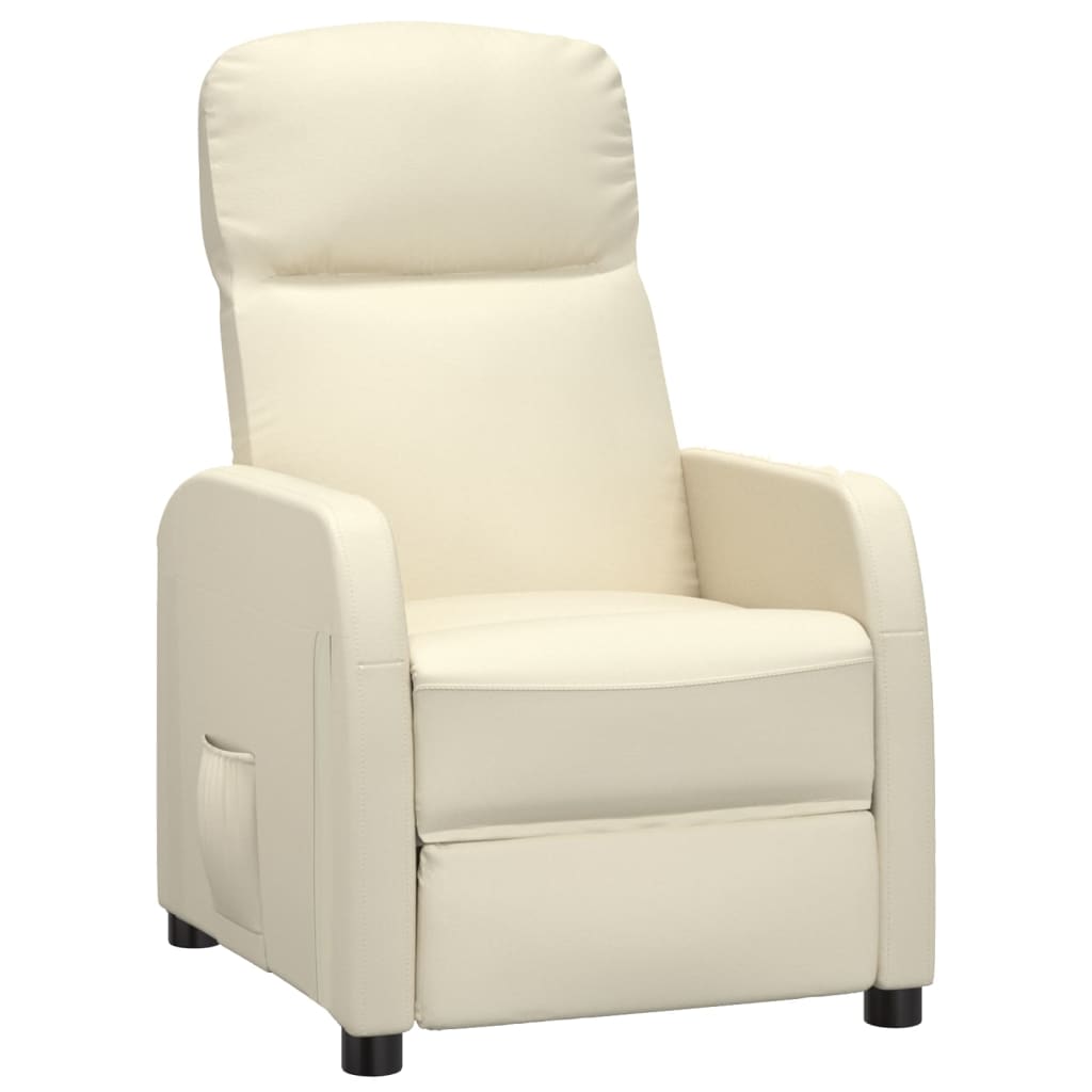 vidaXL Atlošiamas krėslas, kreminės baltos spalvos, dirbtinė oda