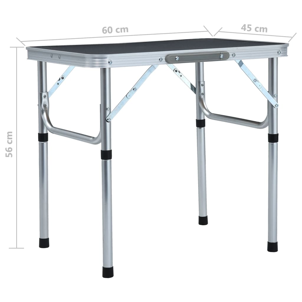 vidaXL Sulankstomas stovyklavimo stalas, pilkas, 60x45cm, aliuminis