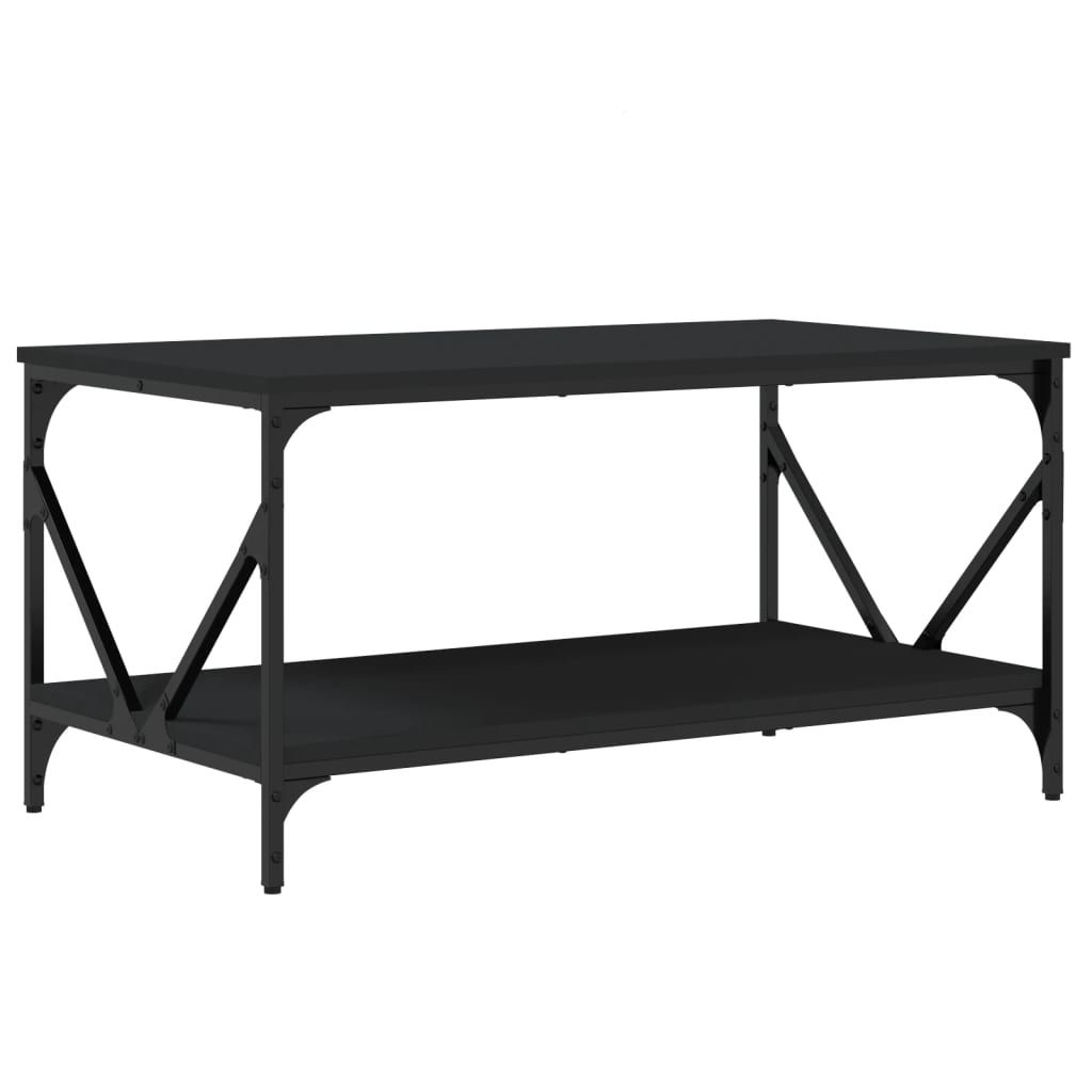 vidaXL Kavos staliukas, juodos spalvos, 90x50x45cm, apdirbta mediena