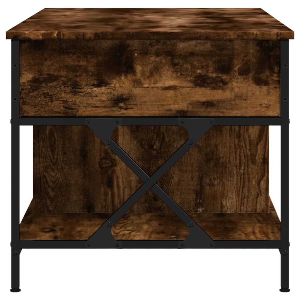 vidaXL Kavos staliukas, dūminis, 100x55x50cm, apdirbta mediena/metalas