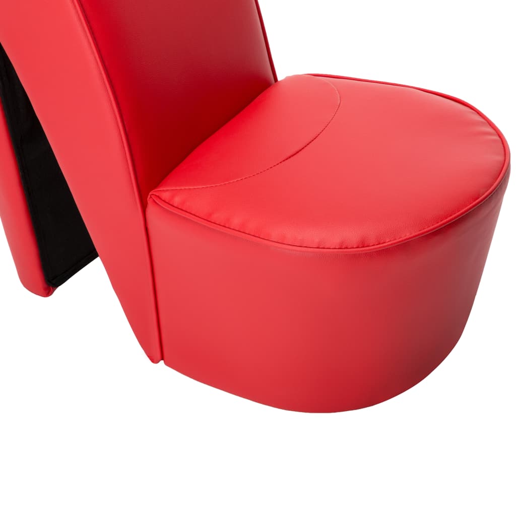 vidaXL Aukštakulnio formos kėdė, raudonos spalvos, dirbtinė oda