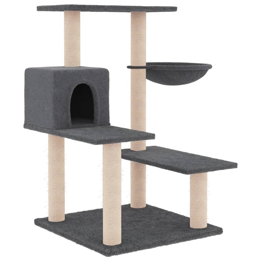 vidaXL Draskyklė katėms su stovais iš sizalio, tamsiai pilka, 82,5cm