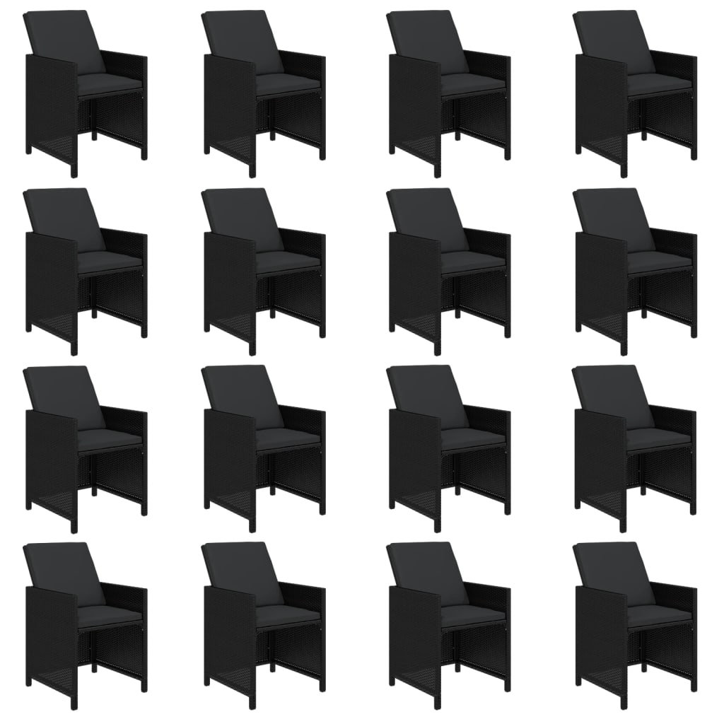 vidaXL Sodo komplektas su pagalvėlėmis, 17 dalių, juodas, poliratanas