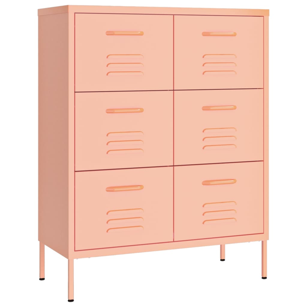 vidaXL Spintelė su stalčiais, rožinės spalvos, 80x35x101,5cm, plienas