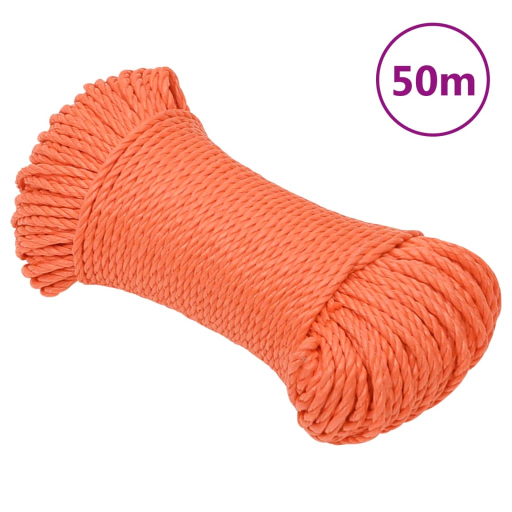 vidaXL Darbo virvė, oranžinės spalvos, 6mm, 50m, polipropilenas