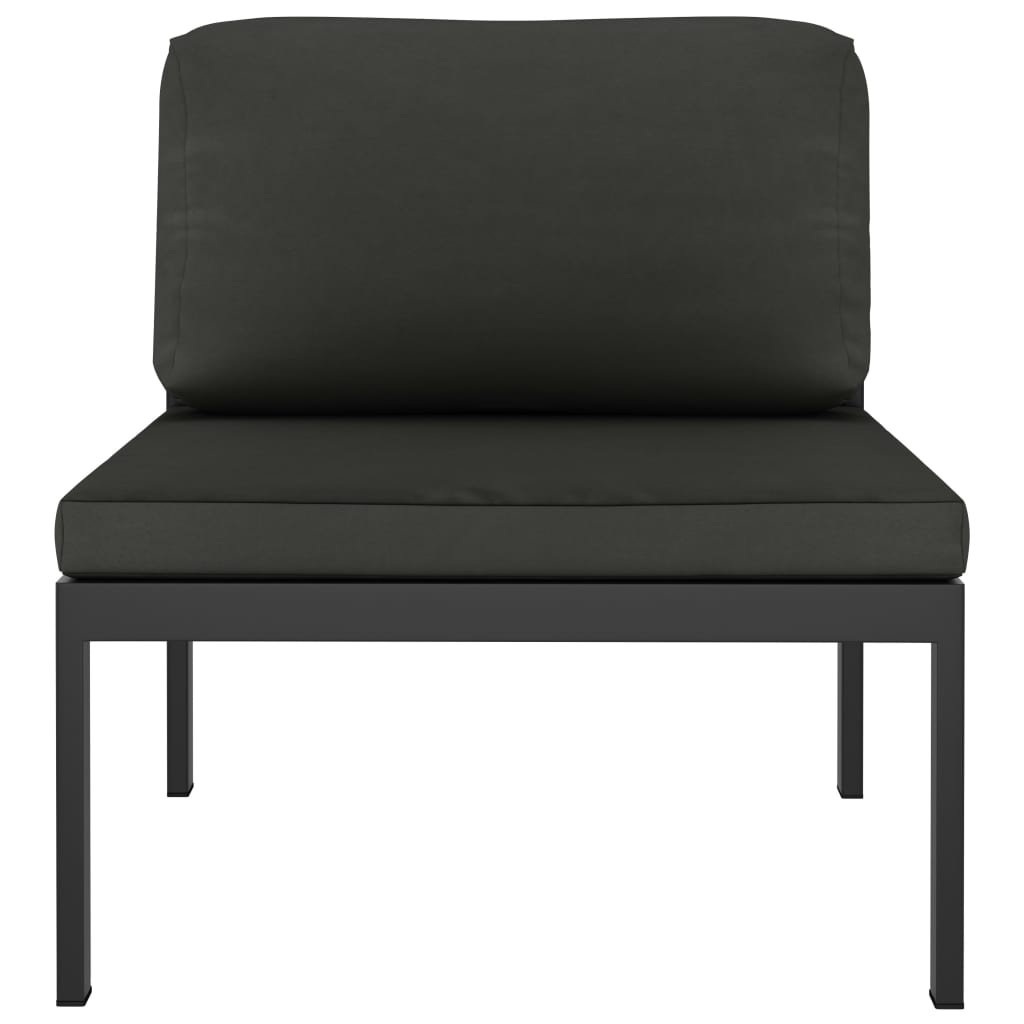 vidaXL Modulinė vidurinė sofa su pagalvėmis, antracito, aliuminis