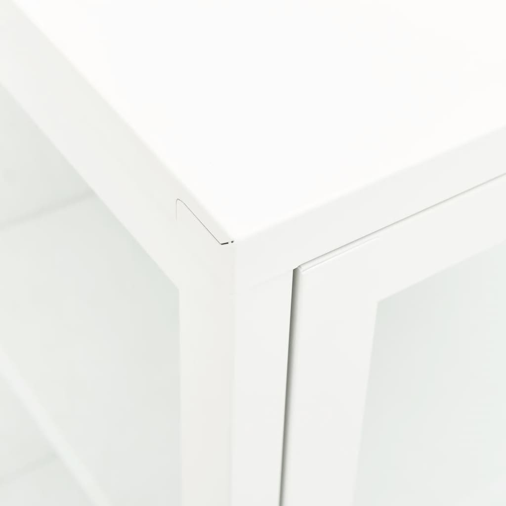vidaXL Šoninė spintelė, balta, 105x35x70cm, plienas ir stiklas