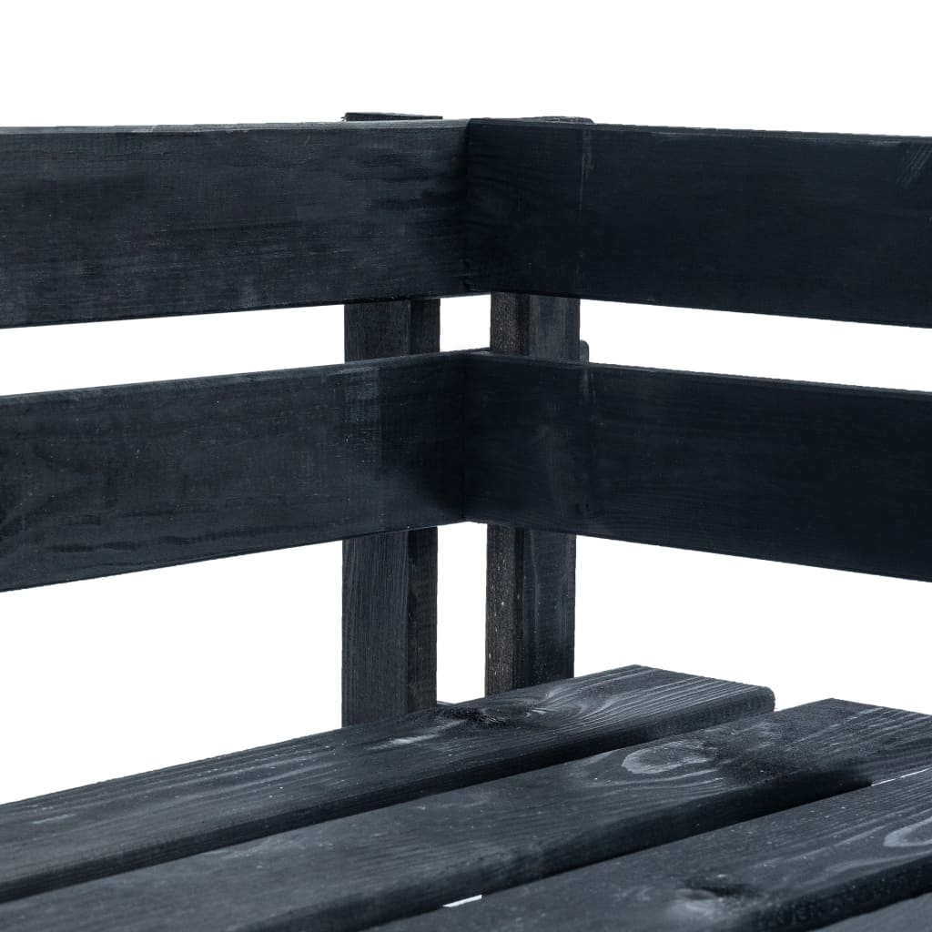 vidaXL Kampinis sodo suoliukas iš palečių, juodos spalvos, mediena