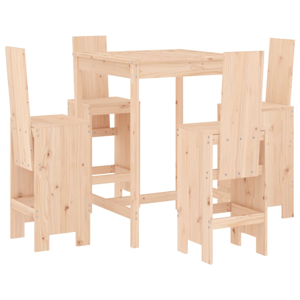 vidaXL Sodo baro baldų komplektas, 5 dalių, pušies medienos masyvas