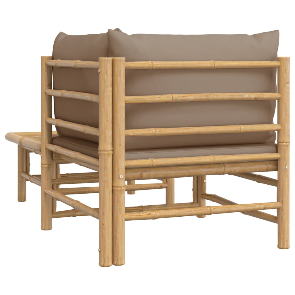 vidaXL Sodo komplektas su taupe pagalvėlėmis, 2 dalių, bambukas