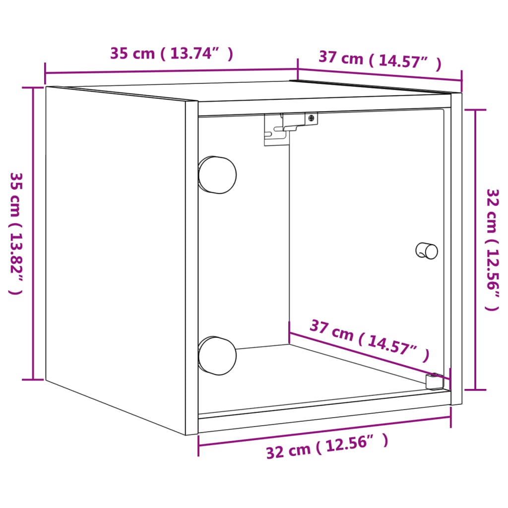 vidaXL Naktinė spintelė su stiklinėmis durelėmis, pilka, 35x37x35cm