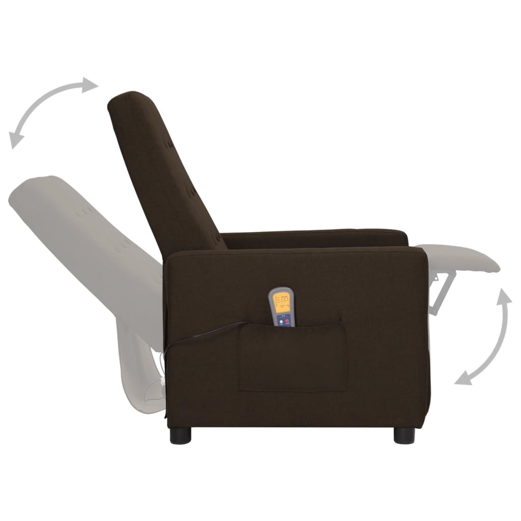 vidaXL Atsistojantis masažinis krėslas, tamsiai rudas, audinys