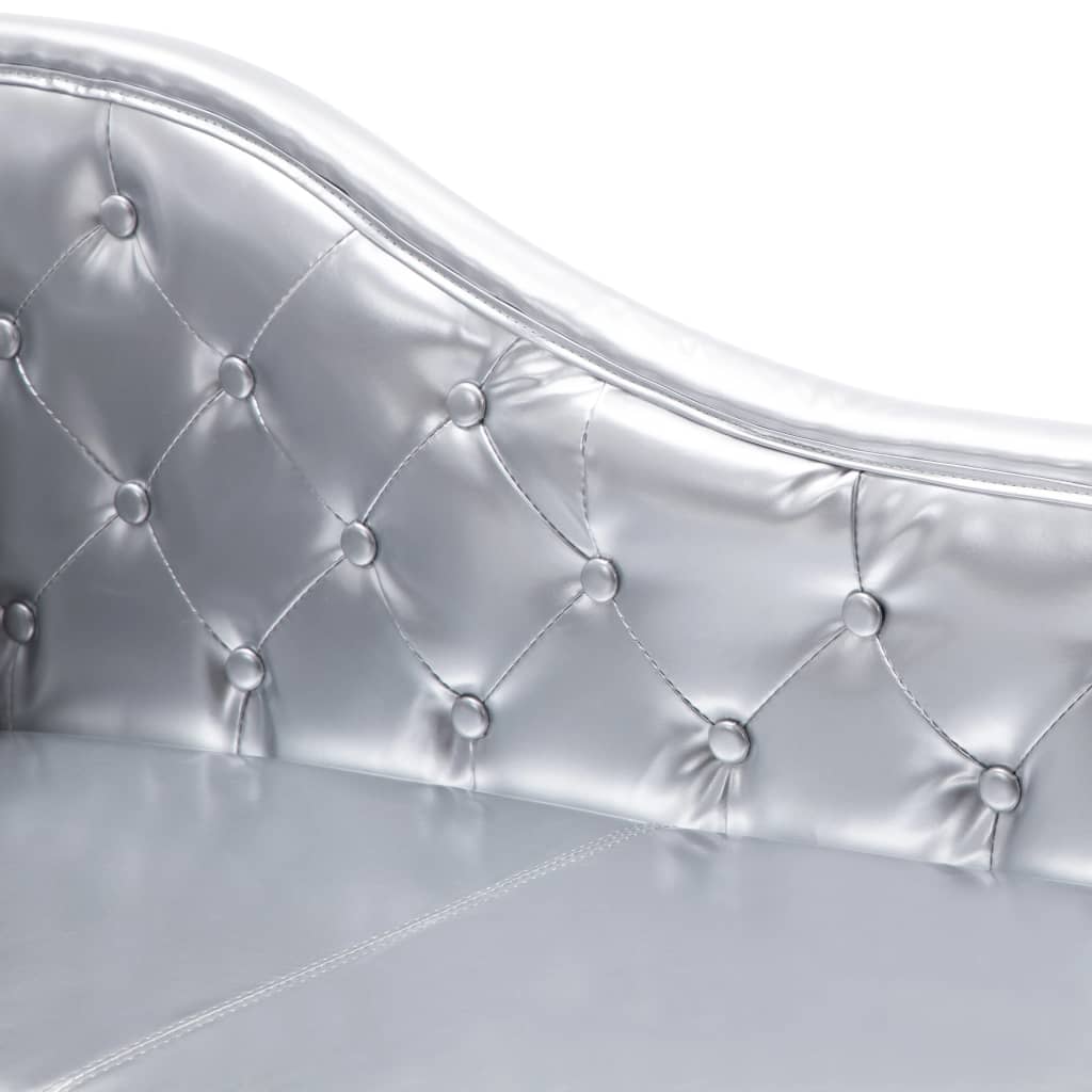 vidaXL Poilsio gultas, sidabrinės spalvos, dirbtinė oda