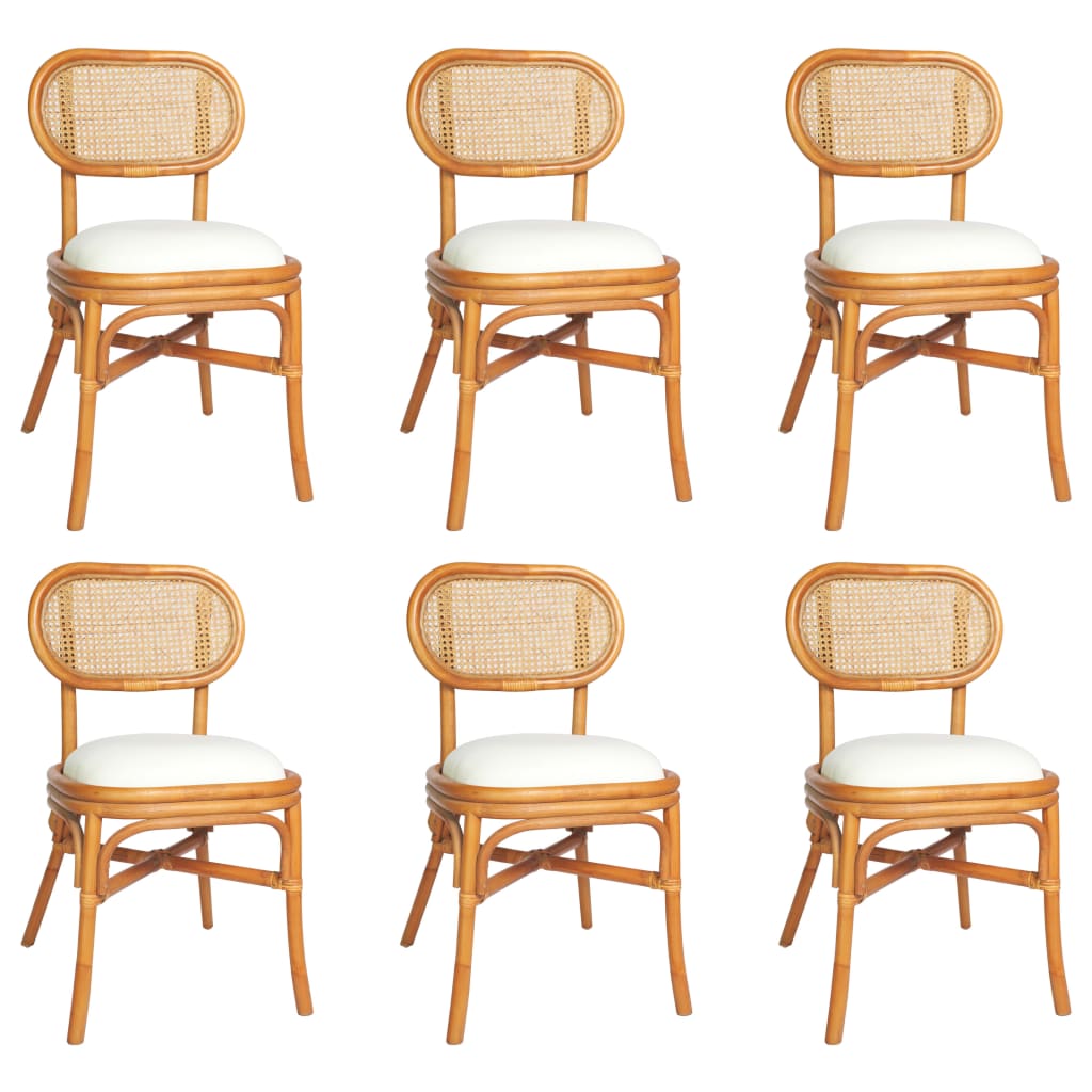 vidaXL Valgomojo kėdės, 6vnt., šviesiai rudos spalvos, linas