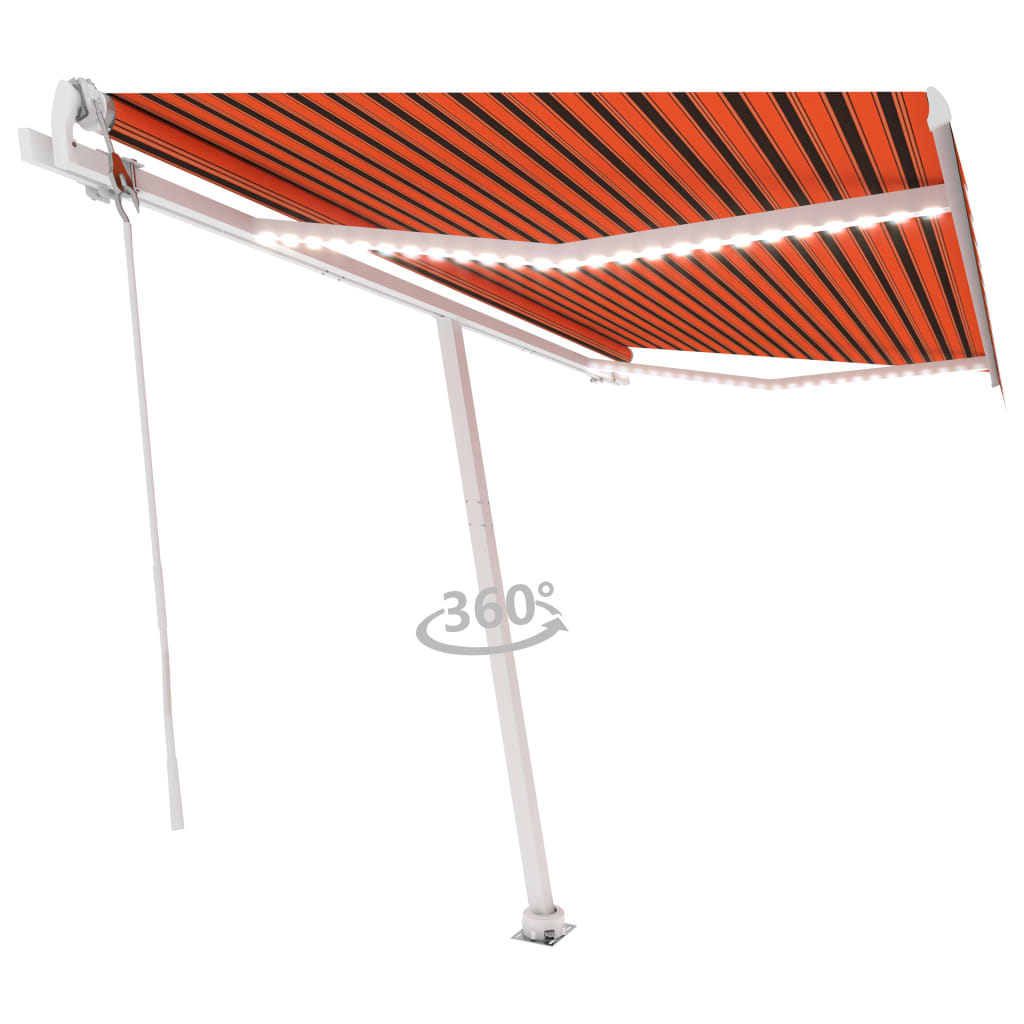 vidaXL Markizė su LED/vėjo jutikliu, oranžinė/ruda, 450x300cm