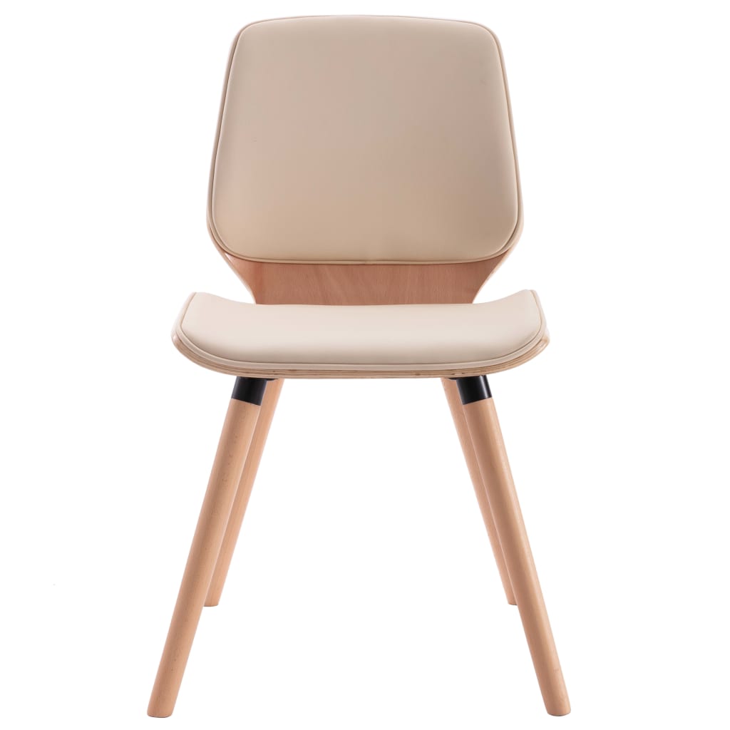 vidaXL Valgomojo kėdės, 2vnt., kreminės spalvos, dirbtinė oda