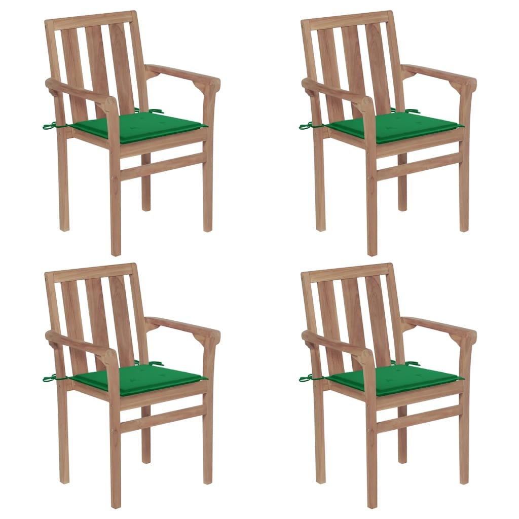 vidaXL Sukraunamos sodo kėdės su pagalvėlėmis, 4vnt., tikmedis