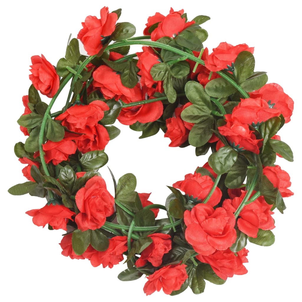 vidaXL Dirbtinių gėlių girliandos, 6vnt., raudonos spalvos, 240cm