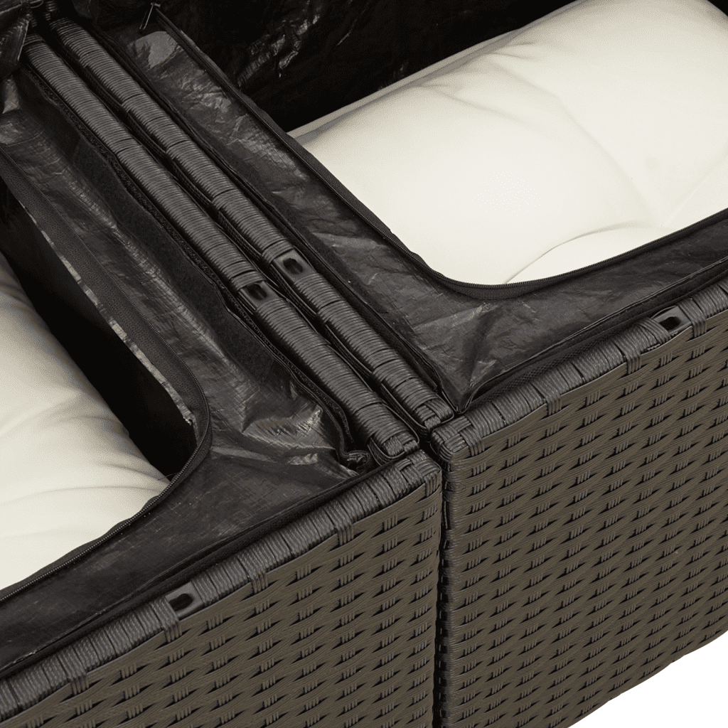 vidaXL Sofos komplektas su pagalvėlėmis, 6 dalių, juodas, poliratanas
