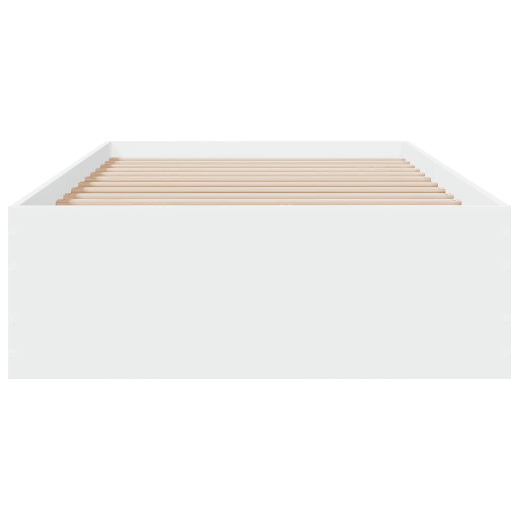 vidaXL Lovos rėmas su stalčiais, baltas, 180x200cm, apdirbta mediena