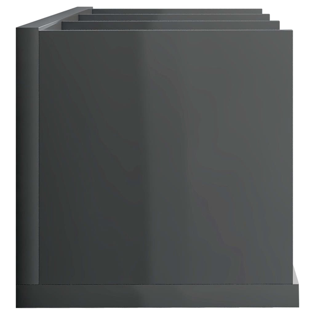 vidaXL Sieninė lentyna kompaktiniams diskams, pilka, 75x18x18cm, MDP